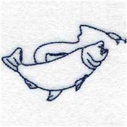 Bluework Fish - 4x4 fish redwork machine embroidery design for cute baby onesies