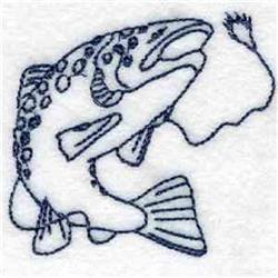 Bluework Fish - 4x4 fish redwork machine embroidery design perfect for Fishing Vests