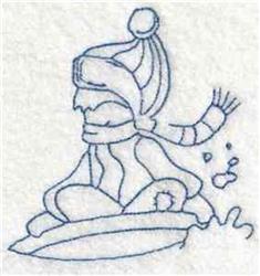 Bluework Sledding - 4x4 sledding redwork machine embroidery design for Ski Jackets