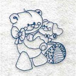 bear redwork machine embroidery - Bluework Teddy Bear perfect for Nursery Decor