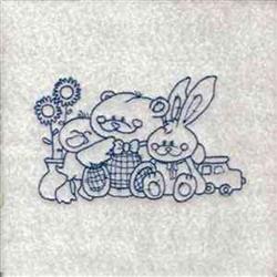 beginner-friendly bear redwork machine embroidery pattern - Bluework Teddy Bear for decorative pillow covers