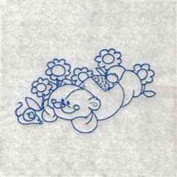 Bluework Teddy Bear - 4x4 bear redwork machine embroidery design for Baby Blankets