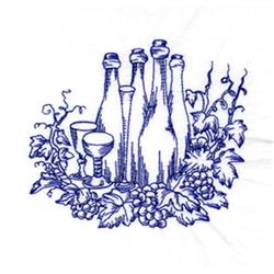 Bluework Wine - 5x7 leaf redwork machine embroidery design perfect for Wine Bags