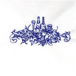 Bluework Wine - 5x7 wine redwork machine embroidery design perfect for Wine Bags