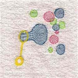 Playful bubbles collection featuring blue, green, and pink circles with a yellow bubble wand on a light textured background.