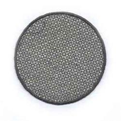 Modern circular patch with a textured surface, black border, and minimalistic design for stylish decor.