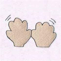Two hands clapping in light beige outlines, showcasing playful motion with a simple and minimalist style.