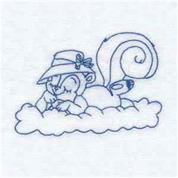 Cloud Squirrel - 4x4 squirrel redwork machine embroidery design for cute baby onesies
