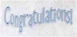 Congratulations text in cursive font, soft blue hues on a light background, celebrating joyful occasions like graduations.