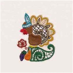 Cornucopia Turkey - 4x4 bird detailed machine embroidery design for Tablecloths