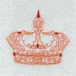 Ornate crown with intricate details in warm orange hue, showcasing elegant lines on a soft white background.