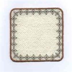 Elegant decorative patch with a cream center, brown border, and intricate detailing for embellishment.