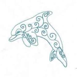beginner-friendly bluework machine embroidery pattern - Dolphin Bluework for kitchen aprons