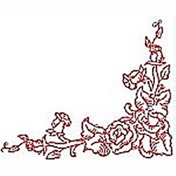 Red Roses Corner Embroidery Design | EmbroideryDesigns.com