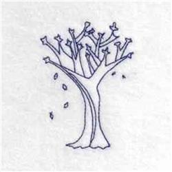 Fall Tree - 4x4 tree redwork machine embroidery design for patchwork quilt blocks