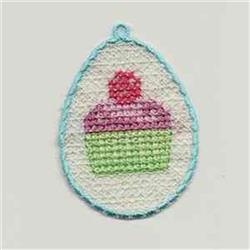 FSL cupcake decoration in pastel pink and green, featuring a cherry on top and soft egg shape, perfect for spring.