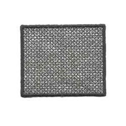 FSL rectangular lace piece in grey tones with an intricate open weave pattern and defined edges.