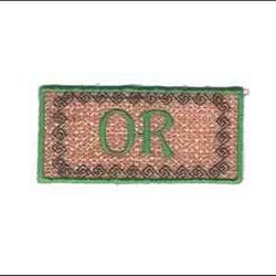 FSL rectangular patch with a green border, bold 'OR' text, and decorative edging on a tan background.