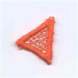 FSL triangular lace design in vibrant orange, featuring a textured edge and delicate open lace pattern.
