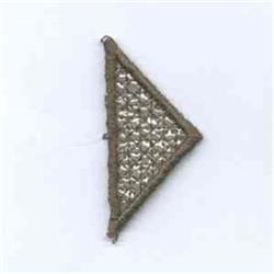 FSL decorative triangular patch with textured fill, outlined in darker thread, featuring a shiny metallic design.