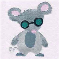 Cartoonish gray mouse with oversized glasses, pink ears, and cheerful design. Perfect for playful decor.