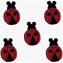 Playful ladybug pattern featuring vibrant red and black colors, rounded bodies, and distinct spots.
