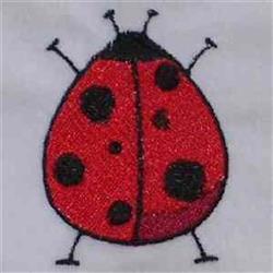 Cartoon ladybug with a vibrant red body, large black spots, and black antennae, perfect for playful nursery decor.