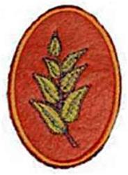 Traditional leaf featuring detailed veins on a red oval background, perfect for fall decor.