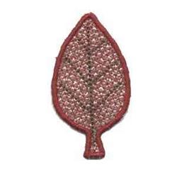 Stylized leaf with textured surface and red outline, featuring a modern and minimalist aesthetic.