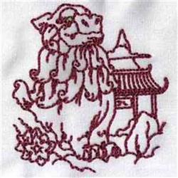 cat redwork machine embroidery - Loyal Protector perfect for patchwork quilt blocks