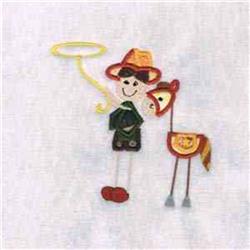 detailed cowboy machine embroidery pattern - Patchwork Cowboy perfect for Aprons