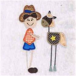 cowboy detailed machine embroidery - Patchwork Cowboy for patchwork quilt blocks