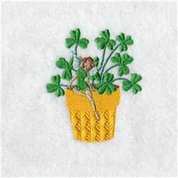 detailed shamrock machine embroidery pattern - Potted Clover Pixie for decorative pillow covers