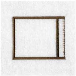 Rectangle frame in dark brown with decorative stitch lines and a clear minimalist border on a light background.