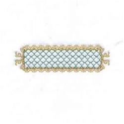 FSL rectangular decorative lace border with light blue mesh and intricate golden accents.
