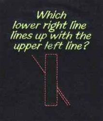 Redwork text featuring bold green alignment question on dark background with pink rectangular outline and slanted lines.