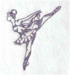 Redwork ballet dancer in a graceful pose, featuring a flowing tutu and delicate ballet shoes.