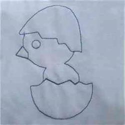 Redwork chick emerging from a cracked egg with a minimal outline, perfect for playful Easter decor.