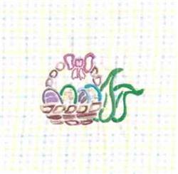 detailed easter leaf redwork machine embroidery pattern - Redwork Easter Basket for kitchen tea towels