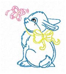 bunny rabbit redwork machine embroidery - Redwork Easter Bunny for decorative pillow covers