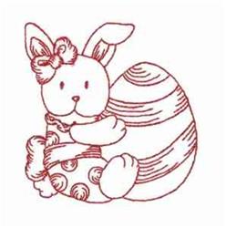 beginner-friendly easter bunny rabbit redwork machine embroidery pattern - Redwork Easter Bunny for Spring Table Decor