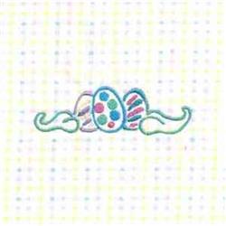 Redwork colored Easter eggs with playful swirls and polka dots in vibrant pastels, perfect for festive decor.