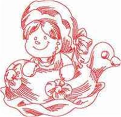 ragdoll redwork machine embroidery - Redwork Floaty Ragdoll for Nursery Decorations