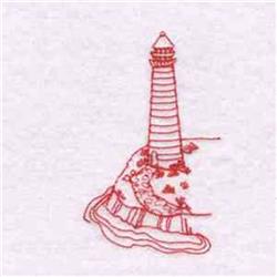 lighthouse redwork machine embroidery - Redwork Lighthouse for kitchen tea towels