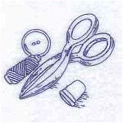 beginner-friendly scissor redwork machine embroidery pattern - Redwork Scissors for patchwork quilt blocks