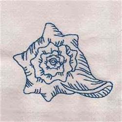 beginner-friendly seashell redwork machine embroidery pattern - Redwork Seashell for festive table runners