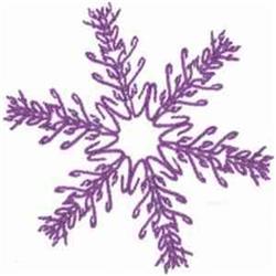 Redwork snowflake in purple features delicate branches and a symmetrical design, perfect for winter decor.