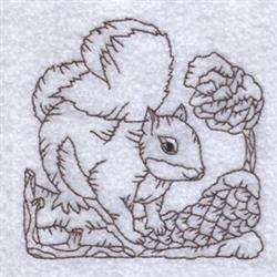 tree redwork machine digital embroidery - Redwork Squirrel perfect for kitchen aprons