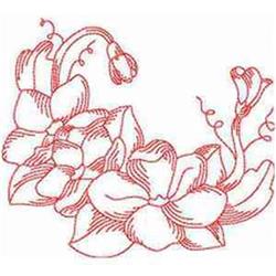 beginner-friendly leaf redwork machine embroidery pattern - Redwork Violets for Tablecloths