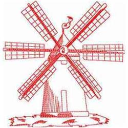 windmill redwork machine embroidery - Redwork Windmill perfect for kitchen tea towels
